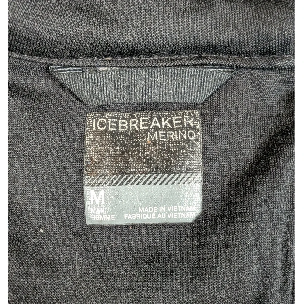 Icebreaker Descender Merino Wool Hybrid Half Zip Hoodie Gray Mens Medium